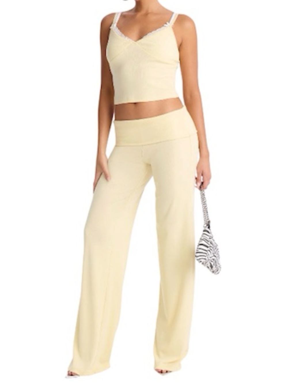 [Fashion Nova] Cami & Fold-over Waist Wide-Leg Lounge Pant Set